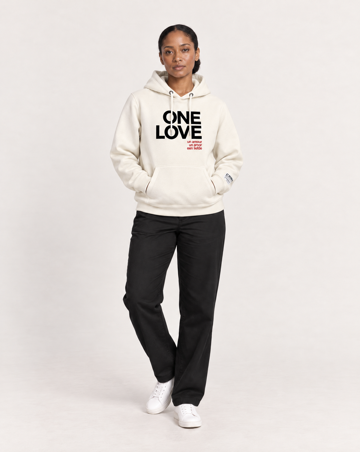 ONE LOVE ONE HEART Sweatshirt Hoodie - Natural