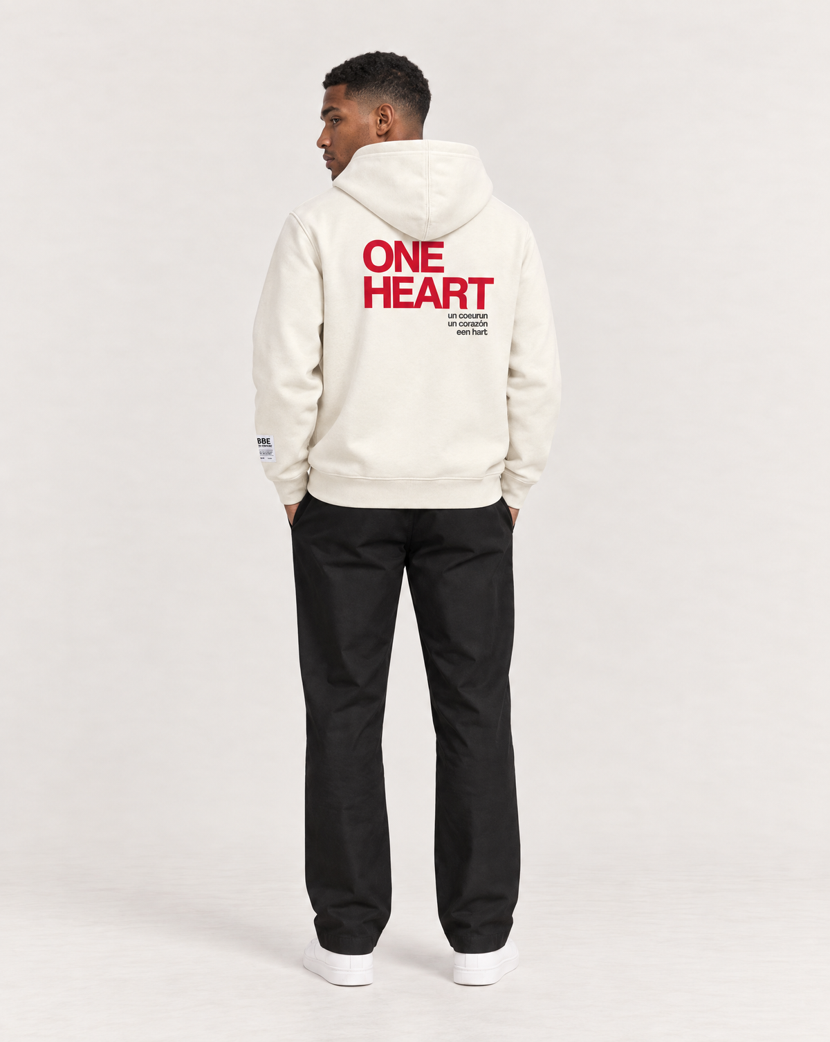 ONE LOVE ONE HEART Sweatshirt Hoodie - Natural