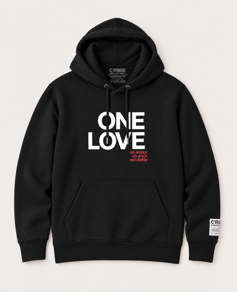 ONE LOVE ONE HEART Sweatshirt Hoodie - Black