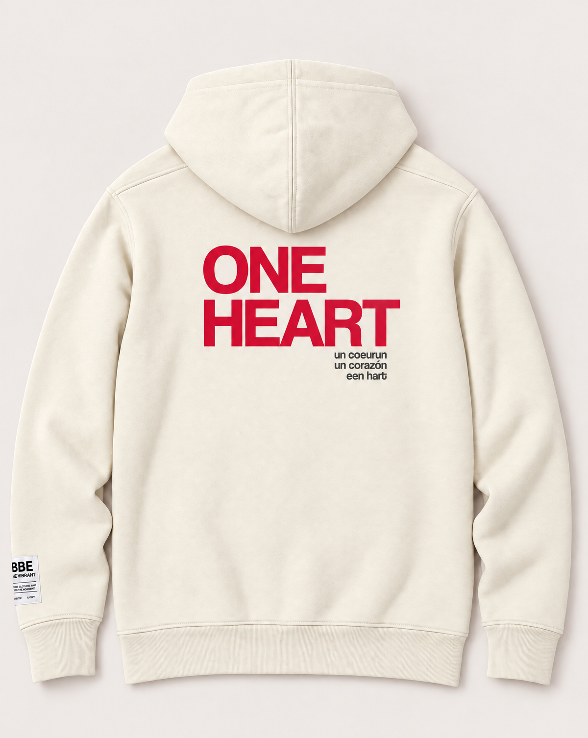 ONE LOVE ONE HEART Sweatshirt Hoodie - Natural