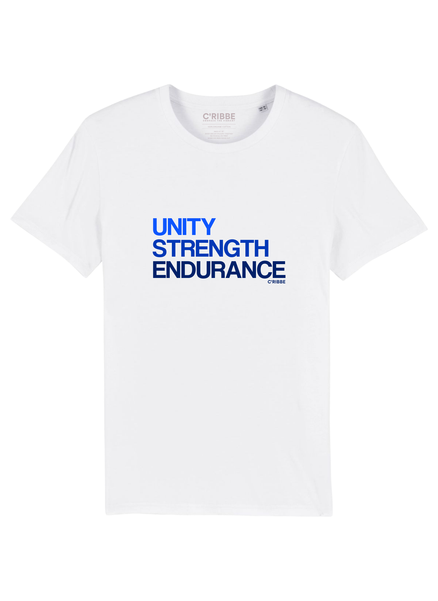 Unity Strength & Endurance Print Unsex Crew Neck T-Shirt, white