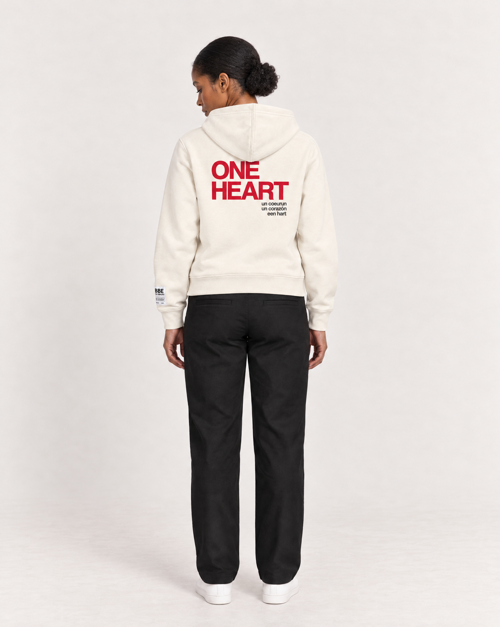 ONE LOVE ONE HEART Sweatshirt Hoodie - Natural - C'RIBBE