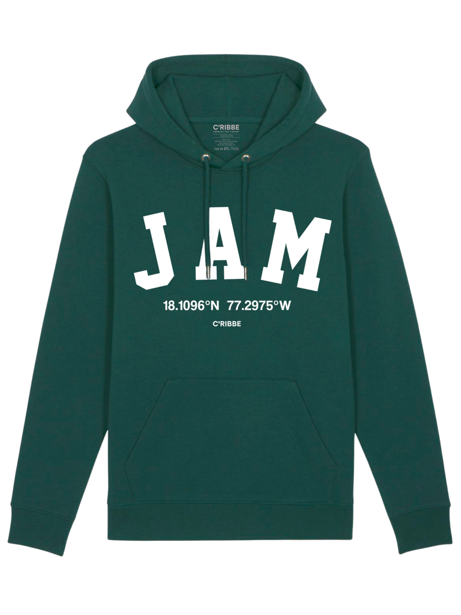 JAMAICA 'JAM' Print Sweatshirt Hoodie, Glazed Green