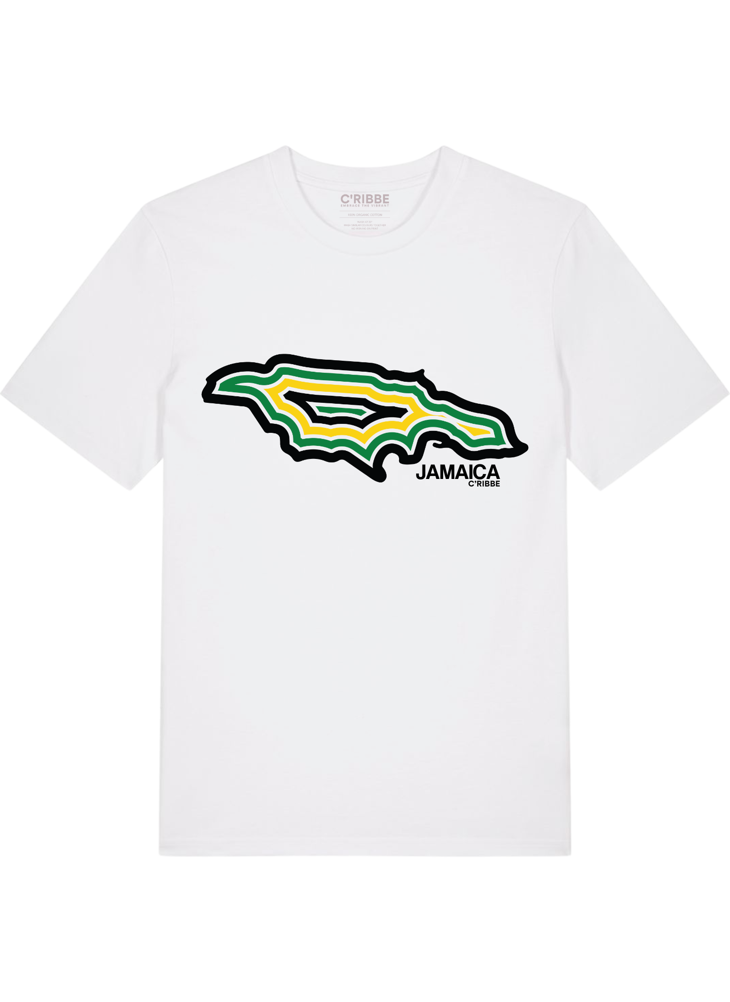 Jamaica Map Graphic Unisex Crew Neck T-Shirt, White