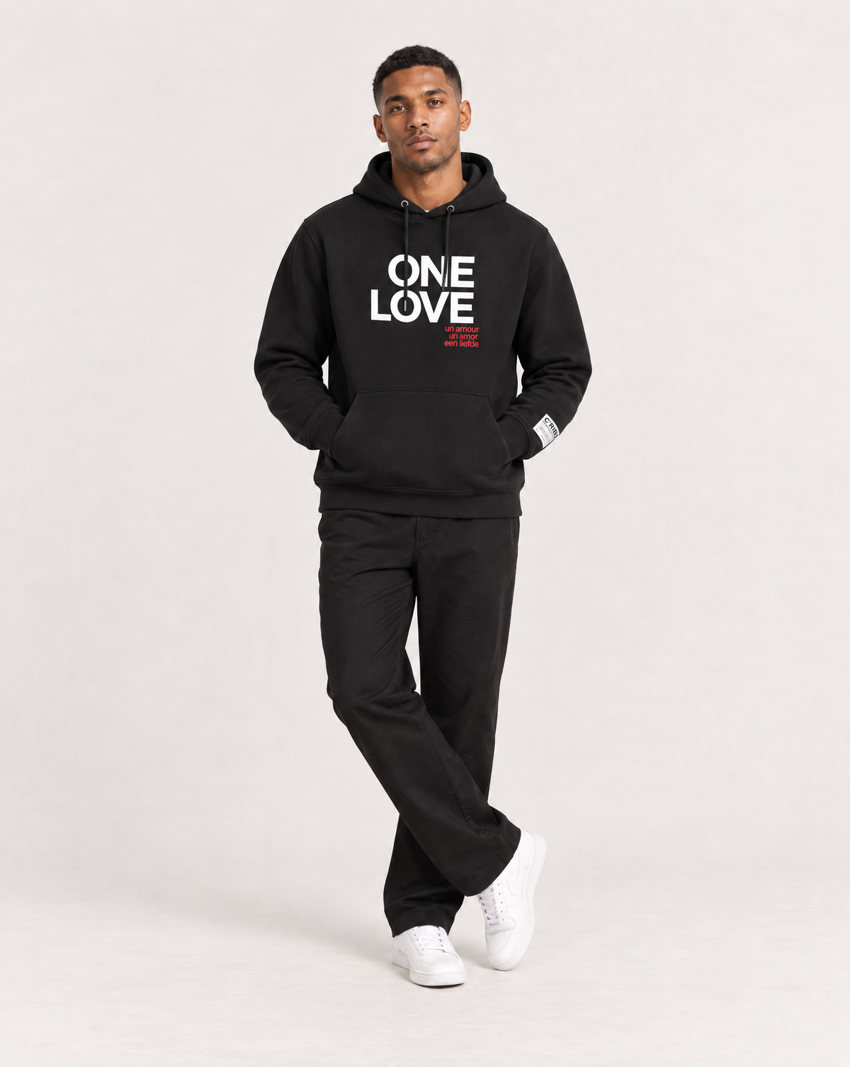 ONE LOVE ONE HEART Sweatshirt Hoodie - Black