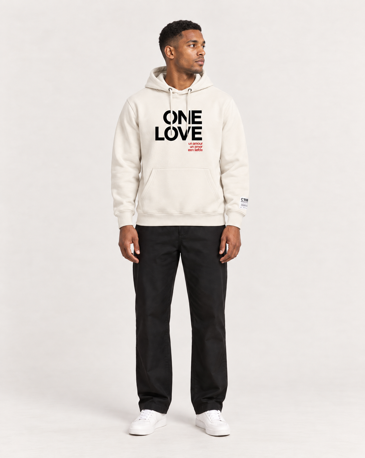 ONE LOVE ONE HEART Sweatshirt Hoodie - Natural