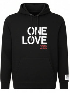 ONE LOVE ONE HEART Sweatshirt Hoodie - Black - C'RIBBE