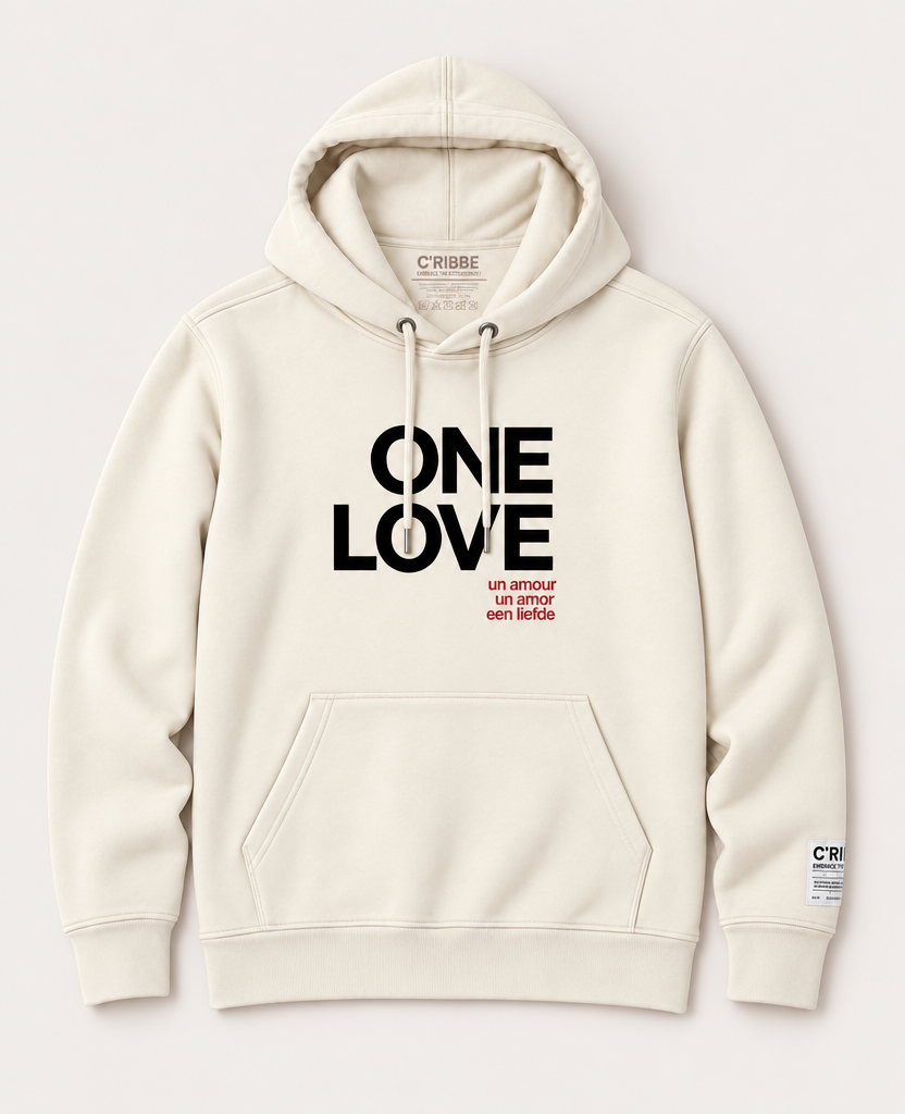 ONE LOVE ONE HEART Sweatshirt Hoodie - Natural