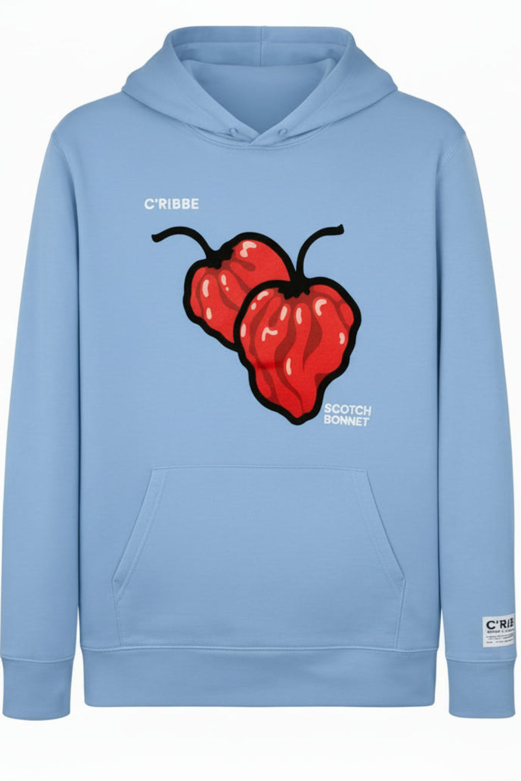 Blue Soul Scotch Bonnet hoodie with red graphic print
