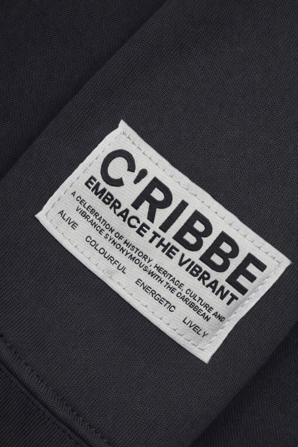 C'RIBBE label on a black sleeve