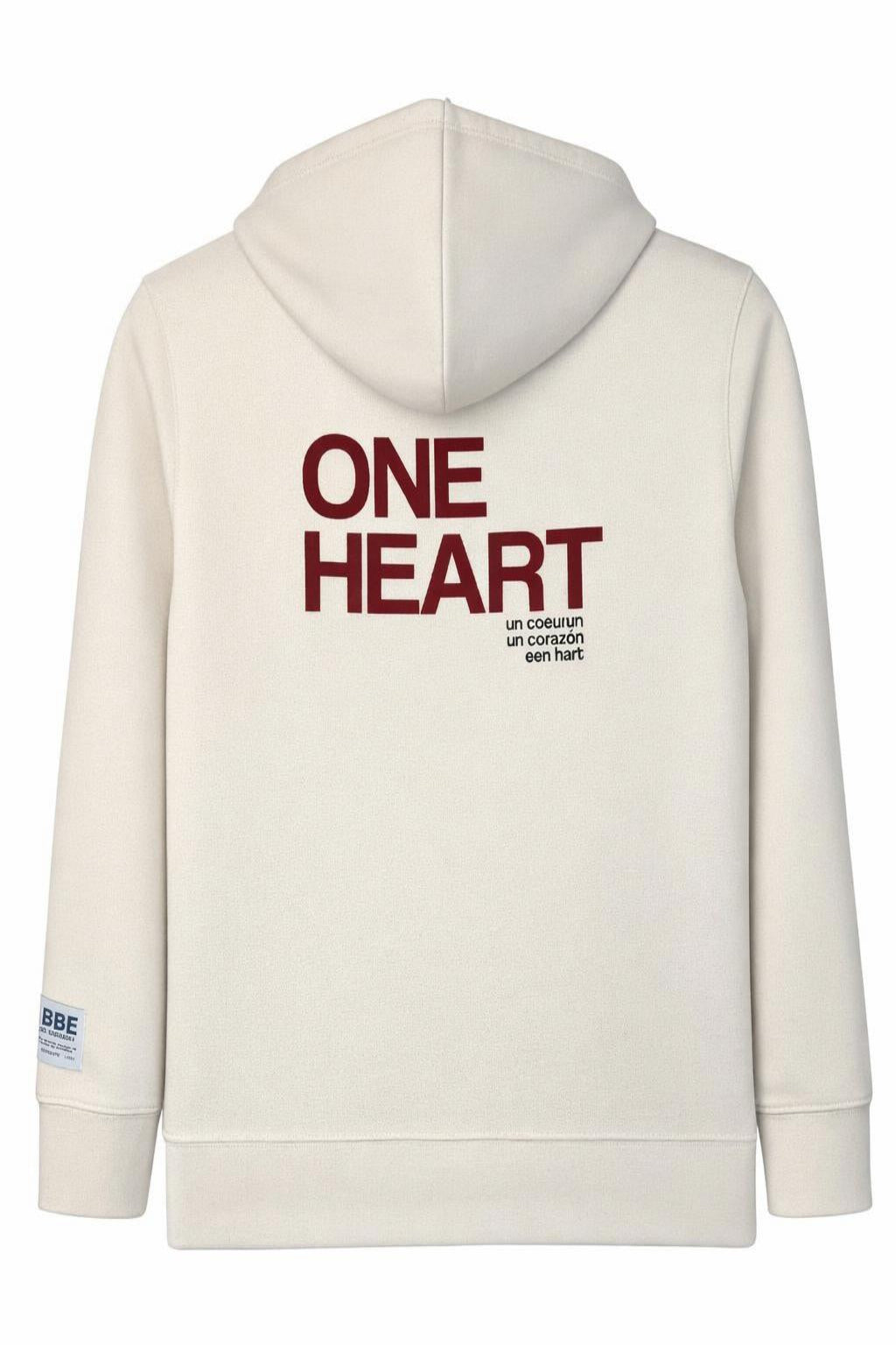 ONE LOVE ONE HEART Sweatshirt Hoodie - Natural
