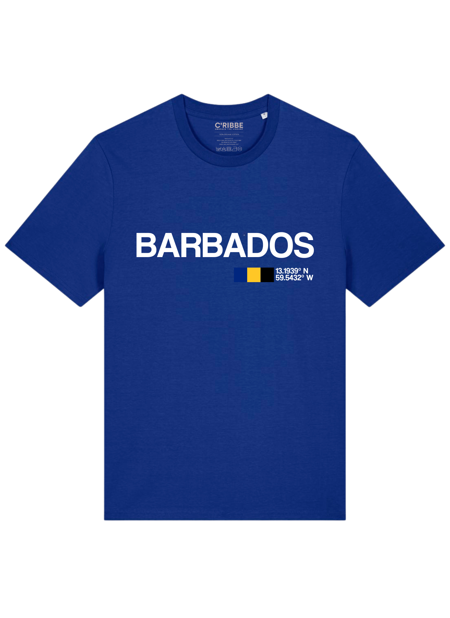 BARBADOS Print Unisex Crew Neck T-Shirt, Worker Blue