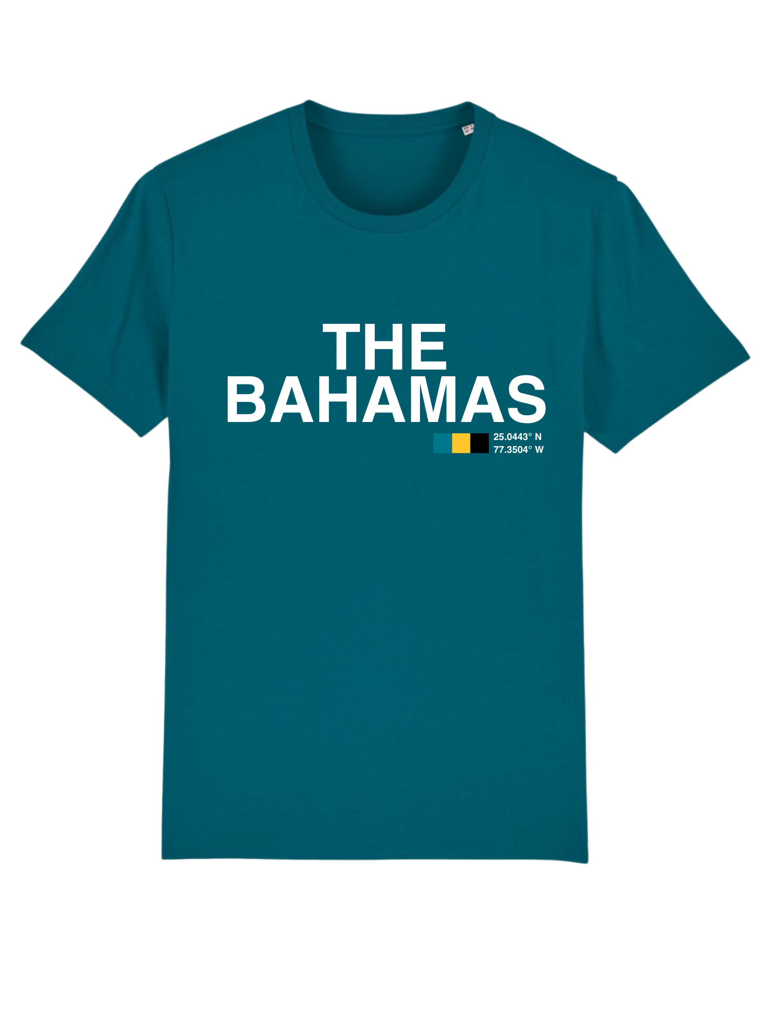THE BAHAMAS Print Unsex Crew Neck T-Shirt Ocean Depth