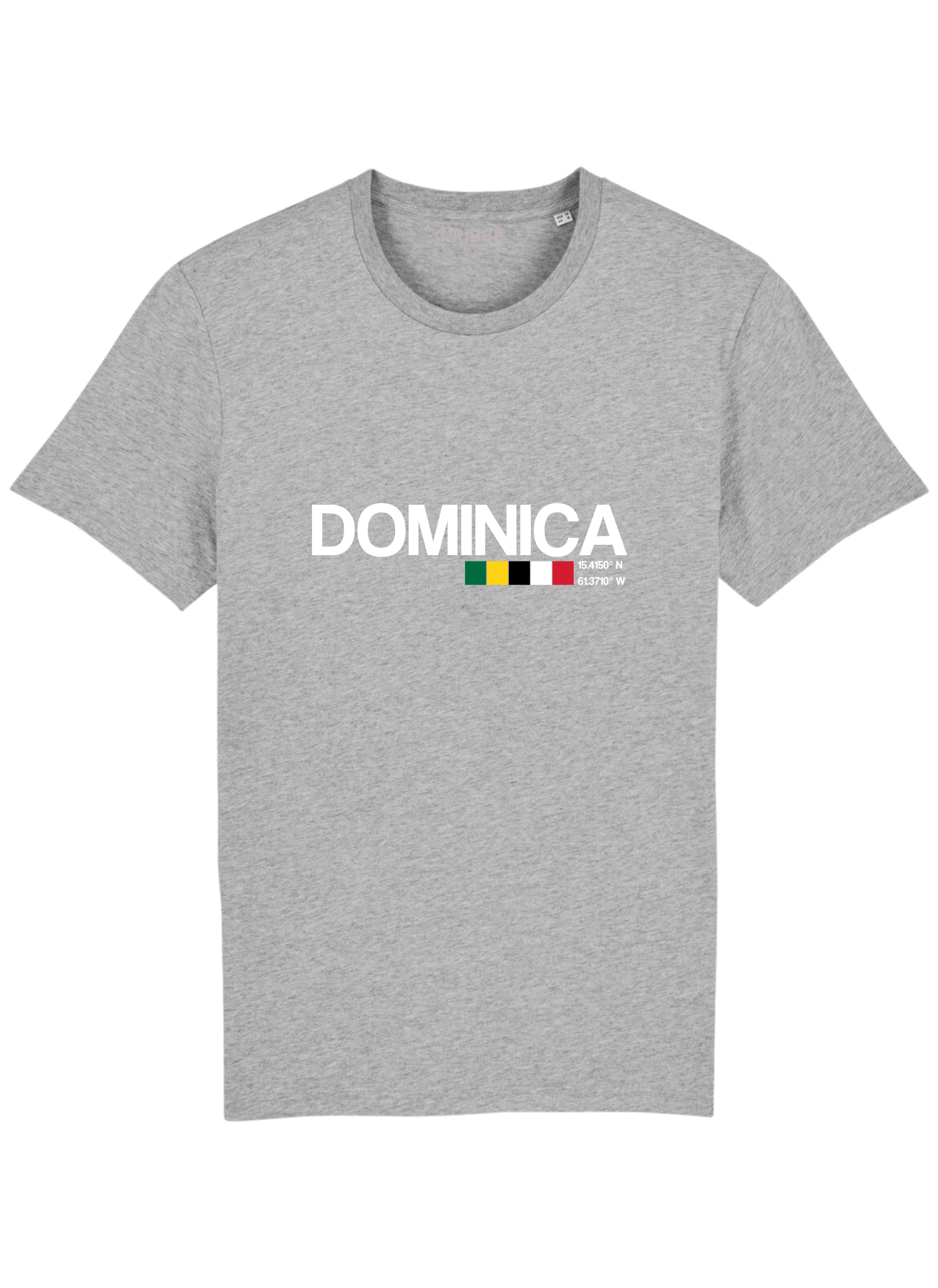 DOMINICA Print Unsex Crew Neck T-Shirt, Heather Grey