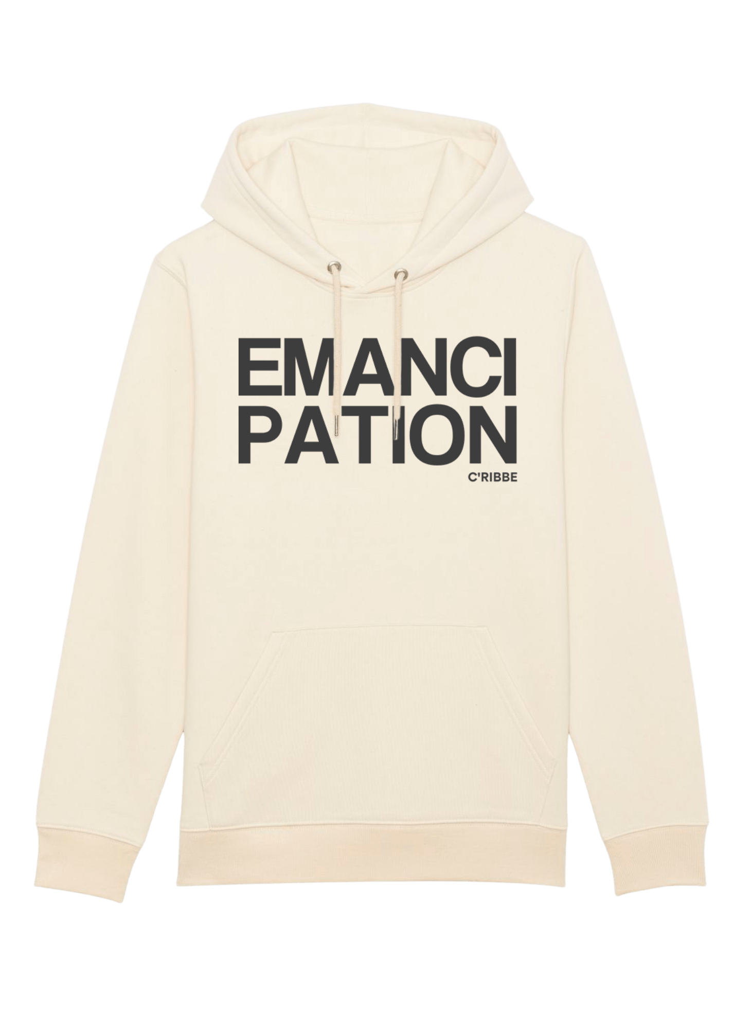 EMANCIPATION Print Sweatshirt Hoodie Front Natural Raw