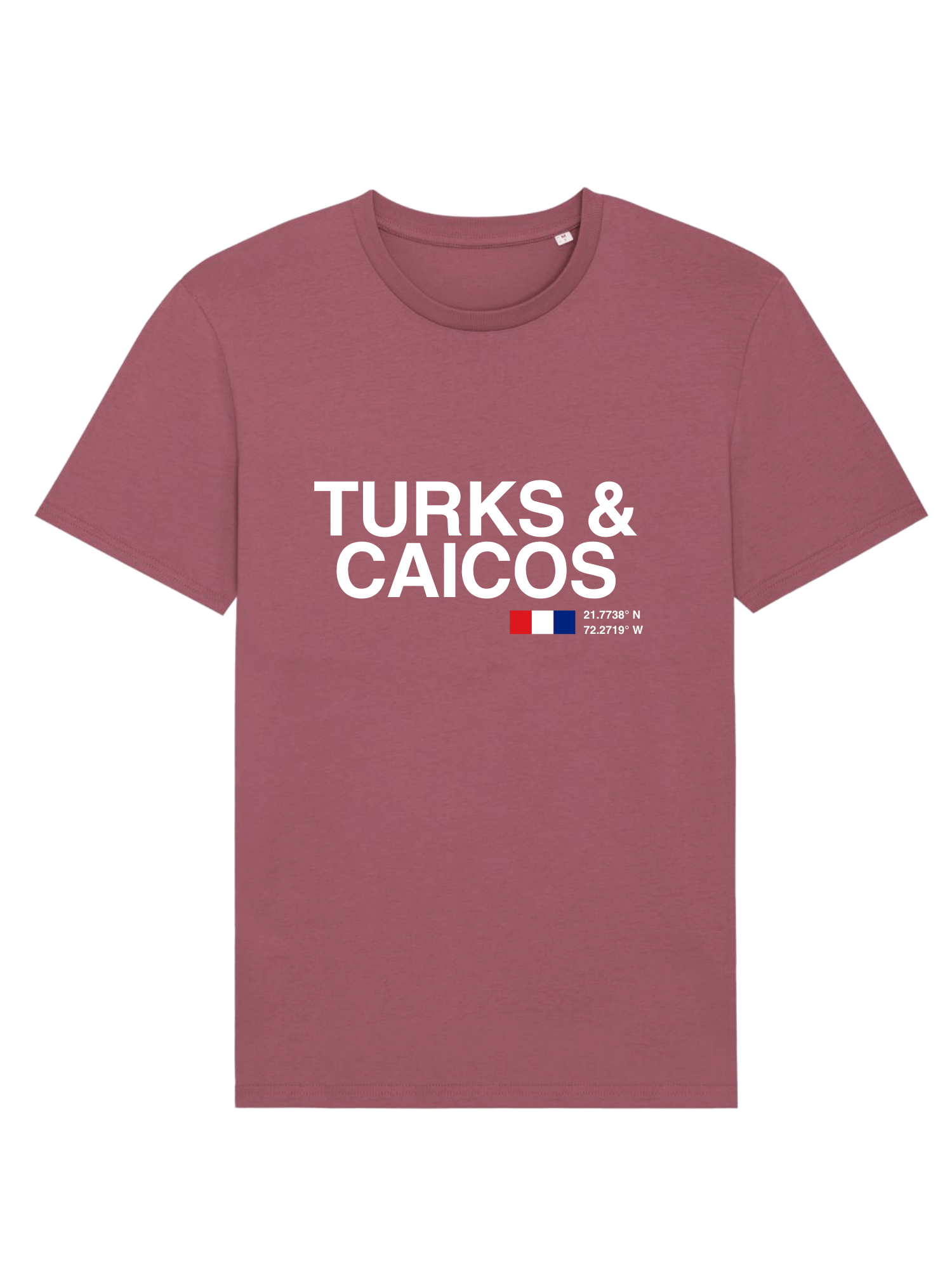 TURKS & CAICOS Print Unsex Crew Neck T-Shirt Hibiscus Rose