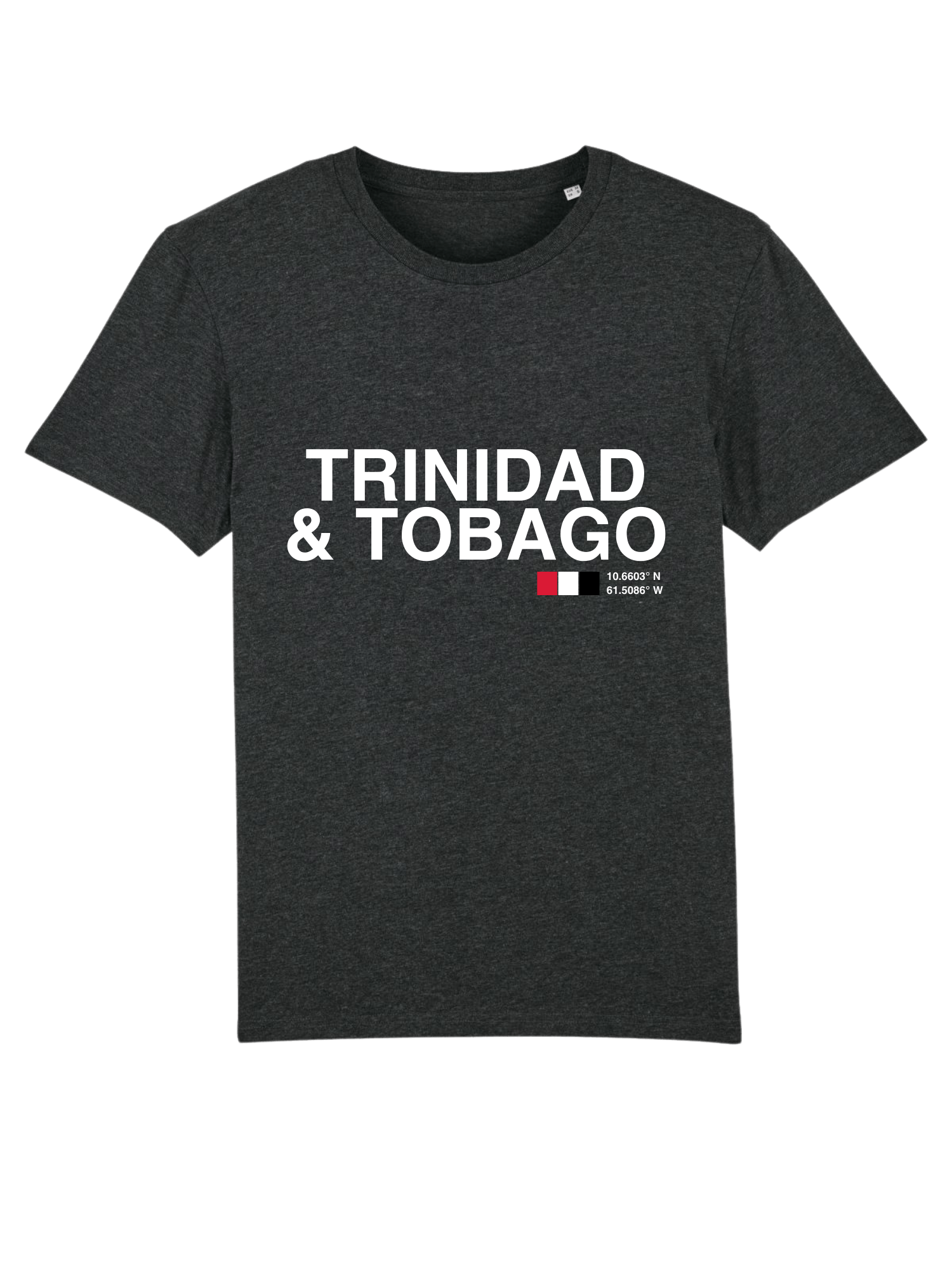 TRINIDAD & TOBAGO Print Unsex Crew Neck T-Shirt Dark Heather Grey