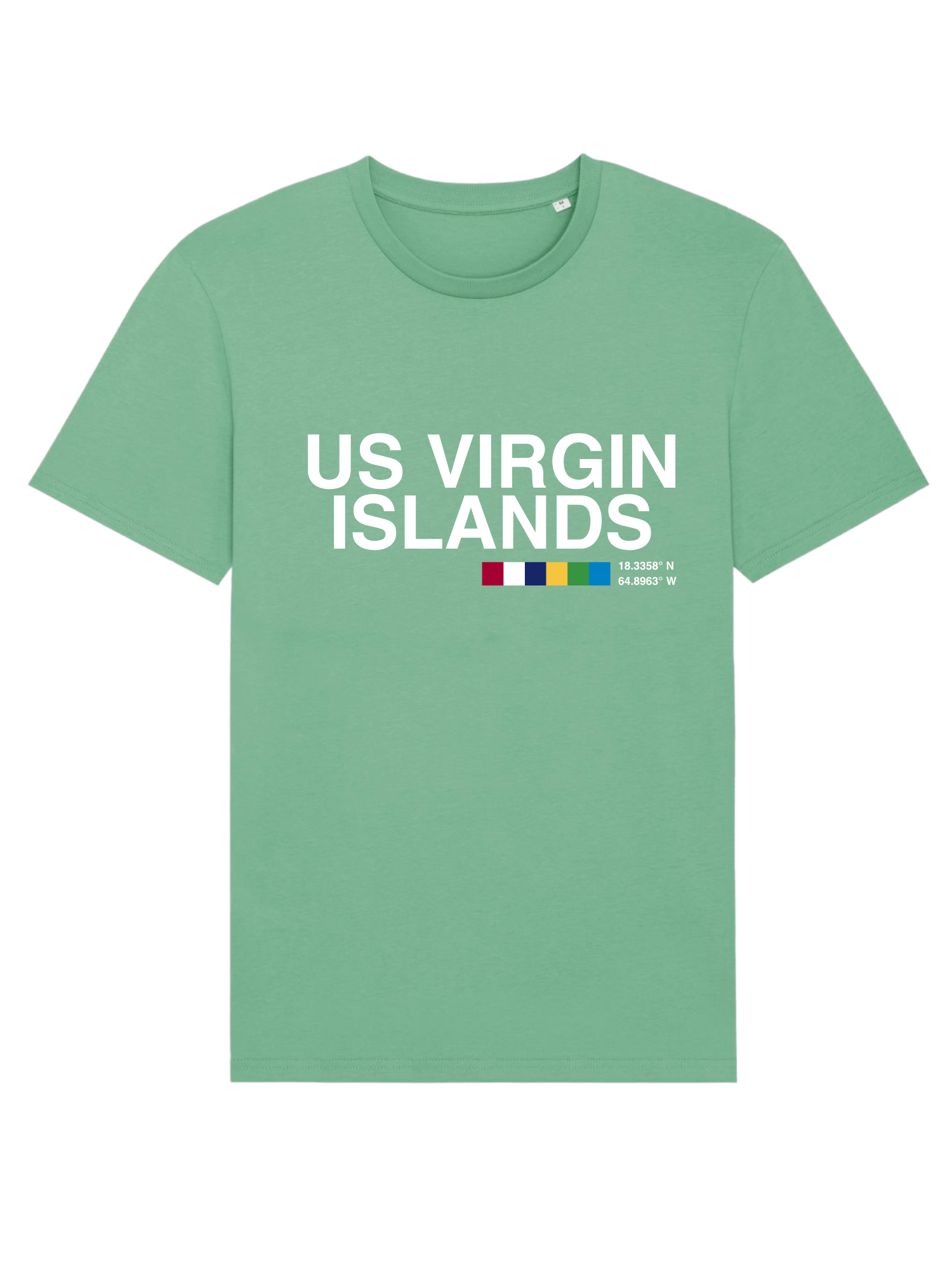 US VIRGIN ISLANDS Print Unsex Crew Neck T-Shirt Dusty Mint