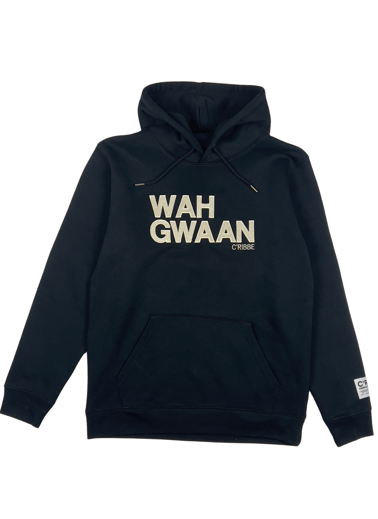 WAH GWAAN Embroidered Sweatshirt Hoodie, Black